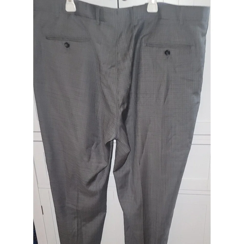 Hart Schaffner Marx 100% Wool Plaid‎ Dress Pants Mens 40R Grey Tailored Fit
